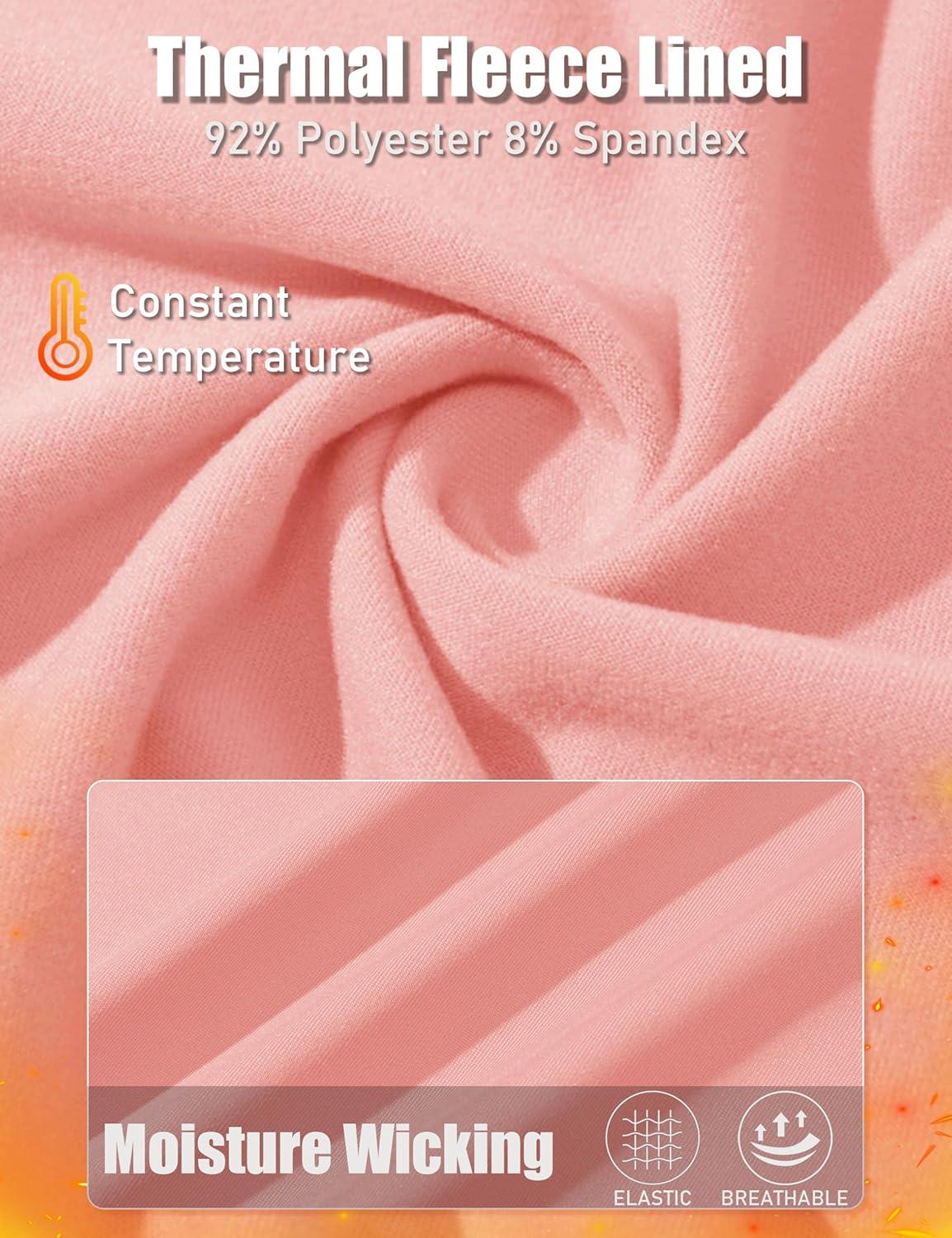 imageMAGCOMSEN Womens Thermal Shirts Fleece Pullover Long Sleeve Undershirt Tops Warm Workout Winter Base LayerLight Pink