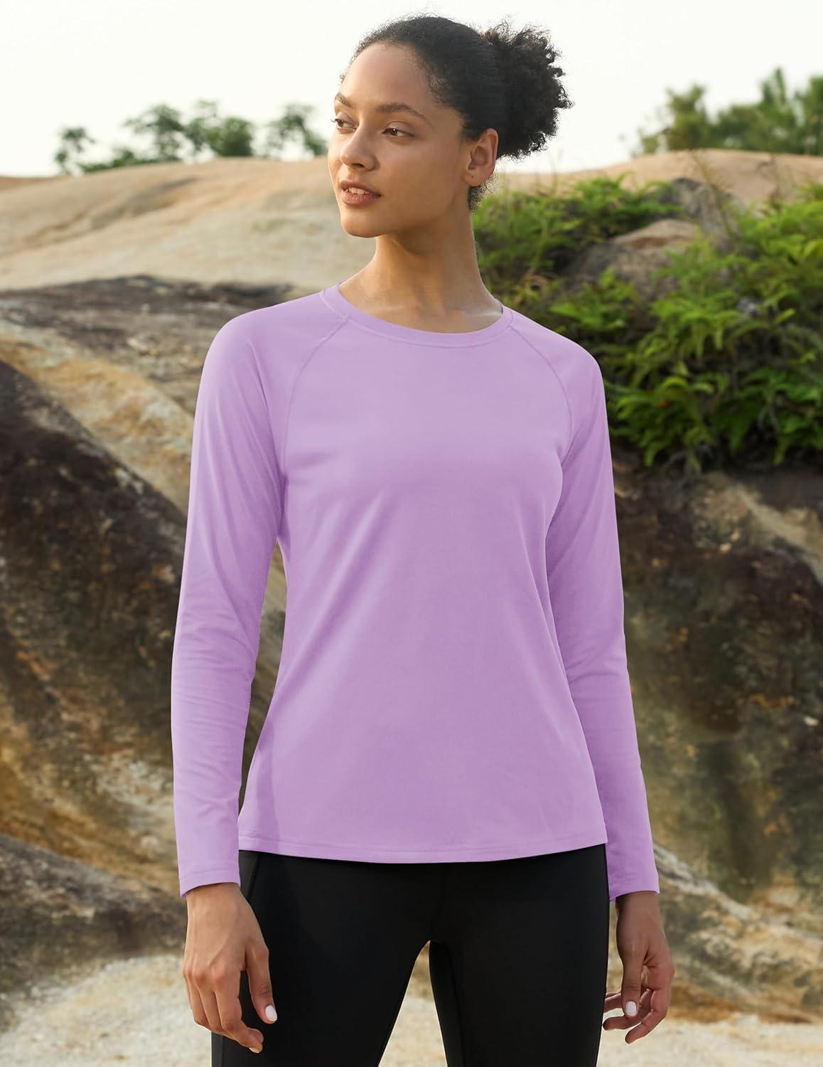 imageMAGCOMSEN Womens Thermal Shirts Fleece Pullover Long Sleeve Undershirt Tops Warm Workout Winter Base LayerLight Purple