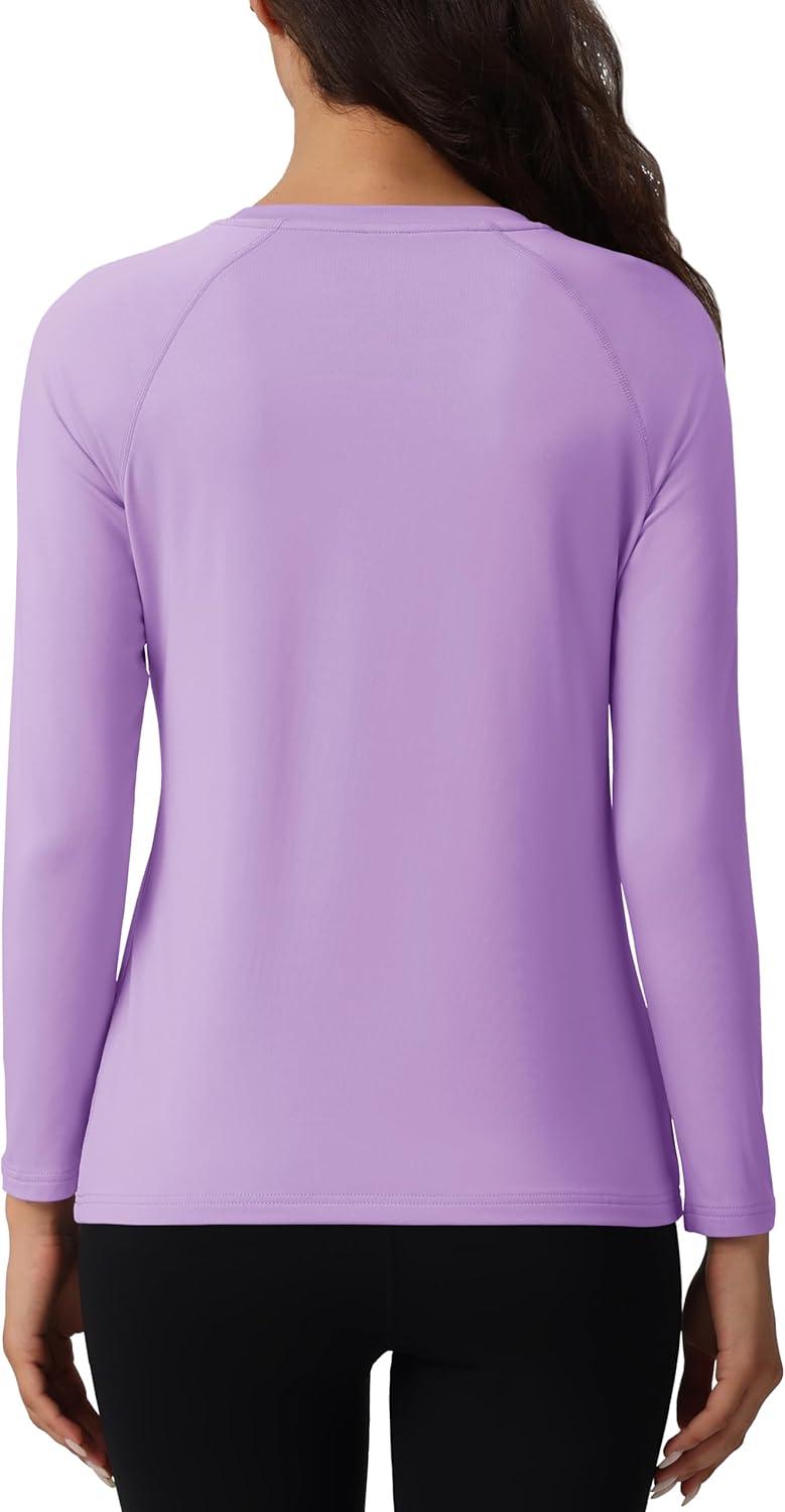 imageMAGCOMSEN Womens Thermal Shirts Fleece Pullover Long Sleeve Undershirt Tops Warm Workout Winter Base LayerLight Purple