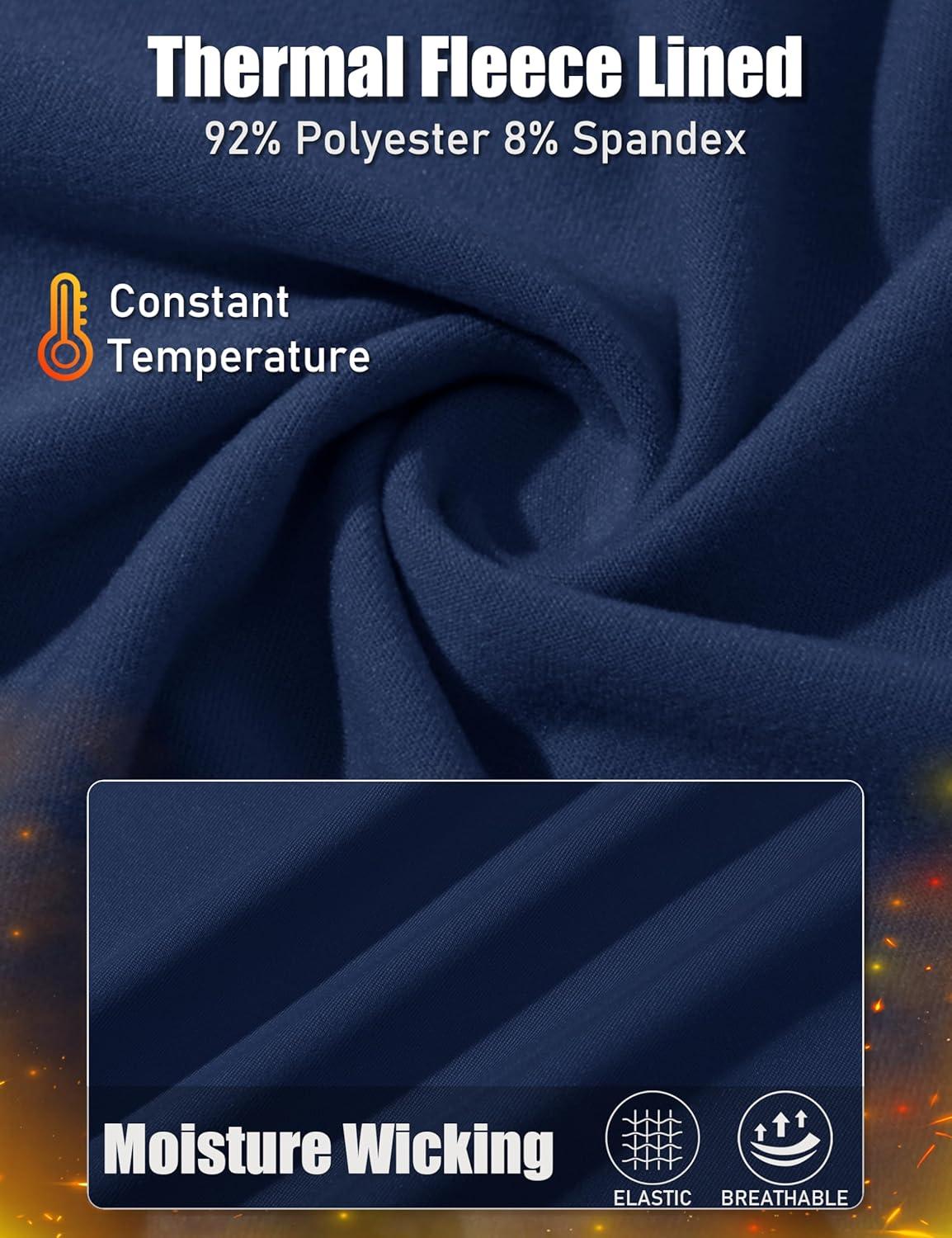 imageMAGCOMSEN Womens Thermal Shirts Fleece Pullover Long Sleeve Undershirt Tops Warm Workout Winter Base LayerNavy Blue