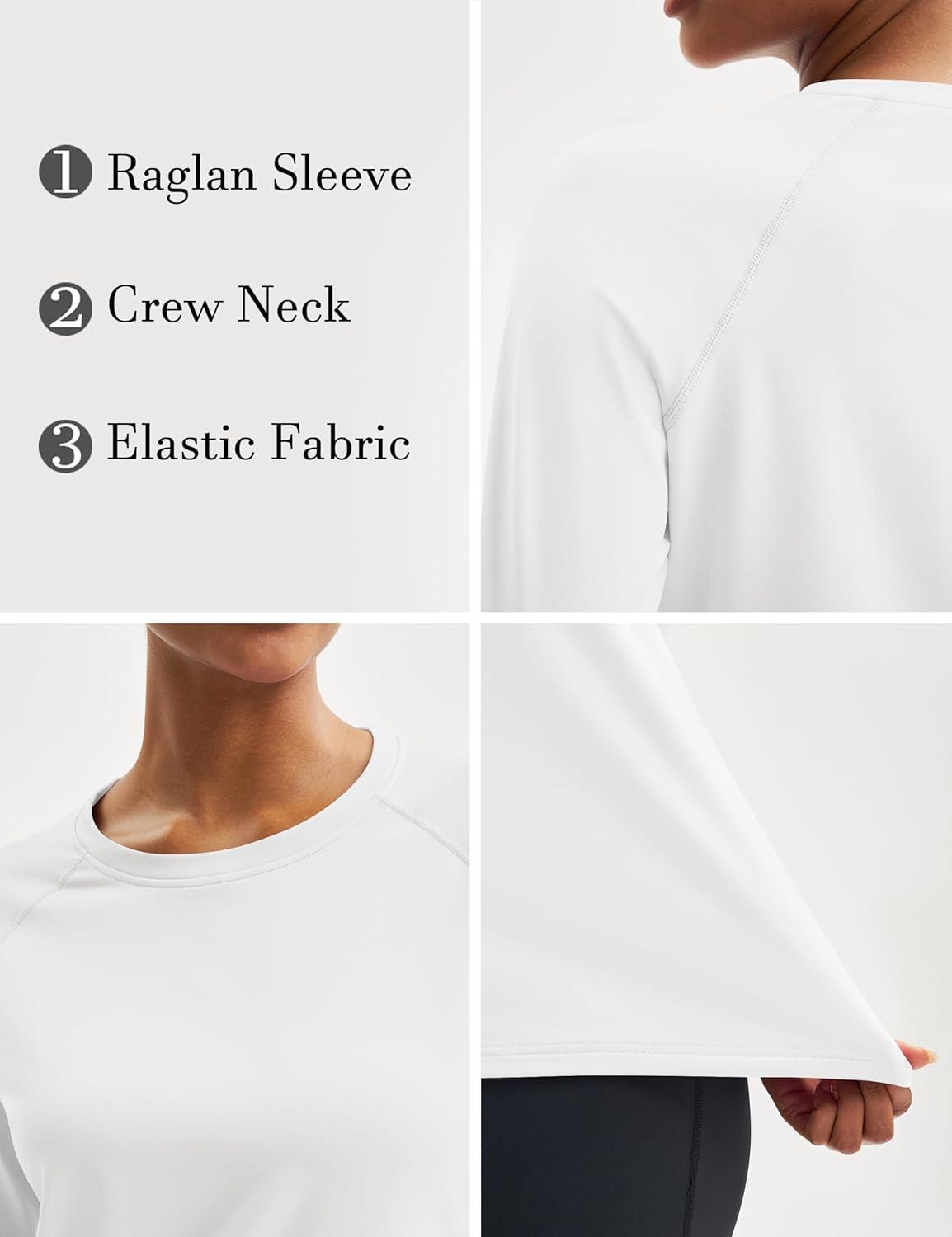 imageMAGCOMSEN Womens Thermal Shirts Fleece Pullover Long Sleeve Undershirt Tops Warm Workout Winter Base LayerWhite