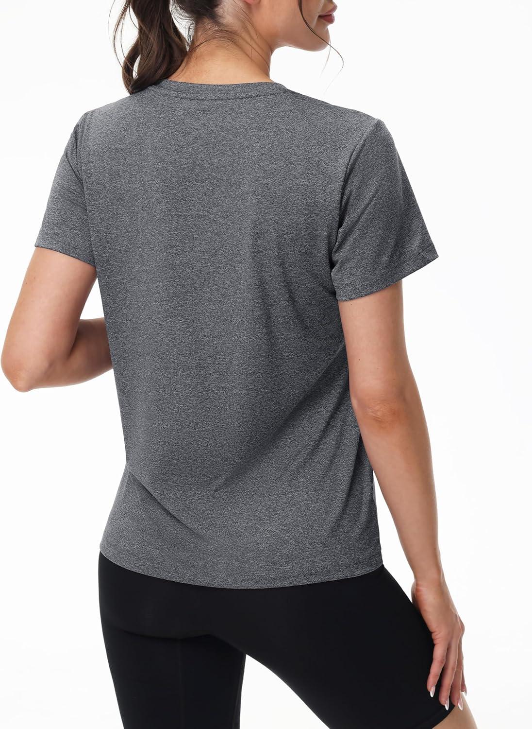 imageMAGCOMSEN Womens Tops Short Sleeve Workout Shirts UPF 50 Quick Dry Athletic Running Swim Rash GuardGrey