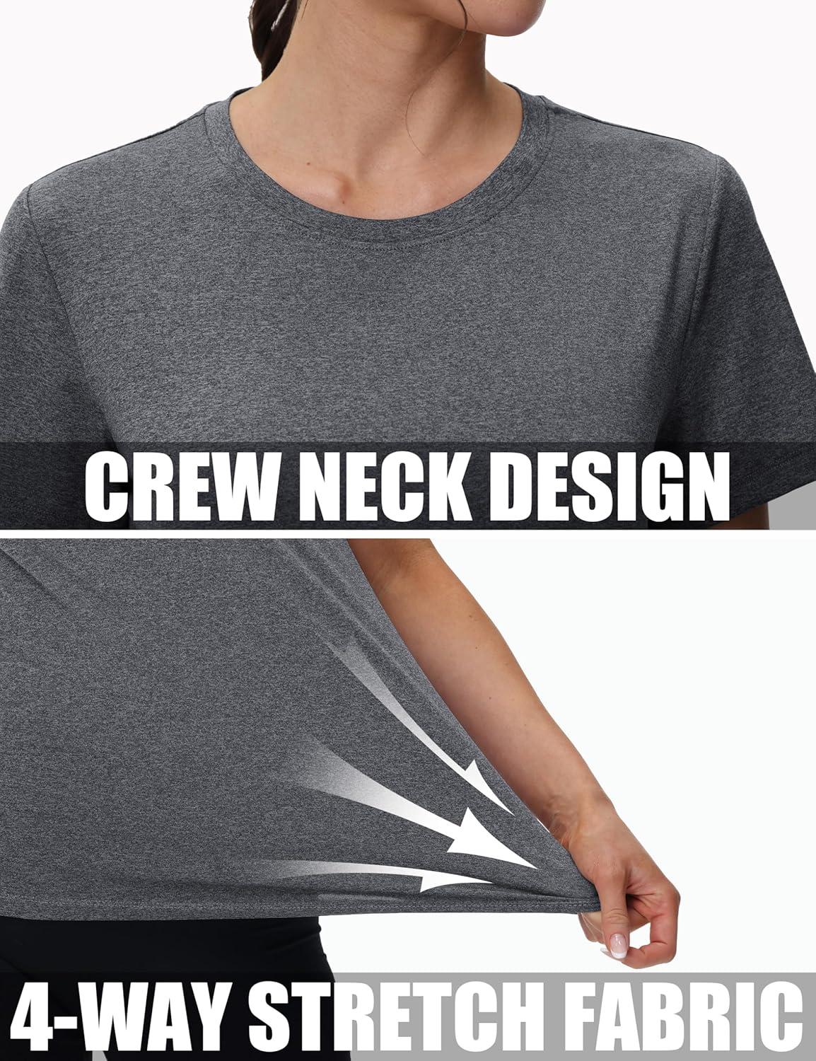 imageMAGCOMSEN Womens Tops Short Sleeve Workout Shirts UPF 50 Quick Dry Athletic Running Swim Rash GuardGrey
