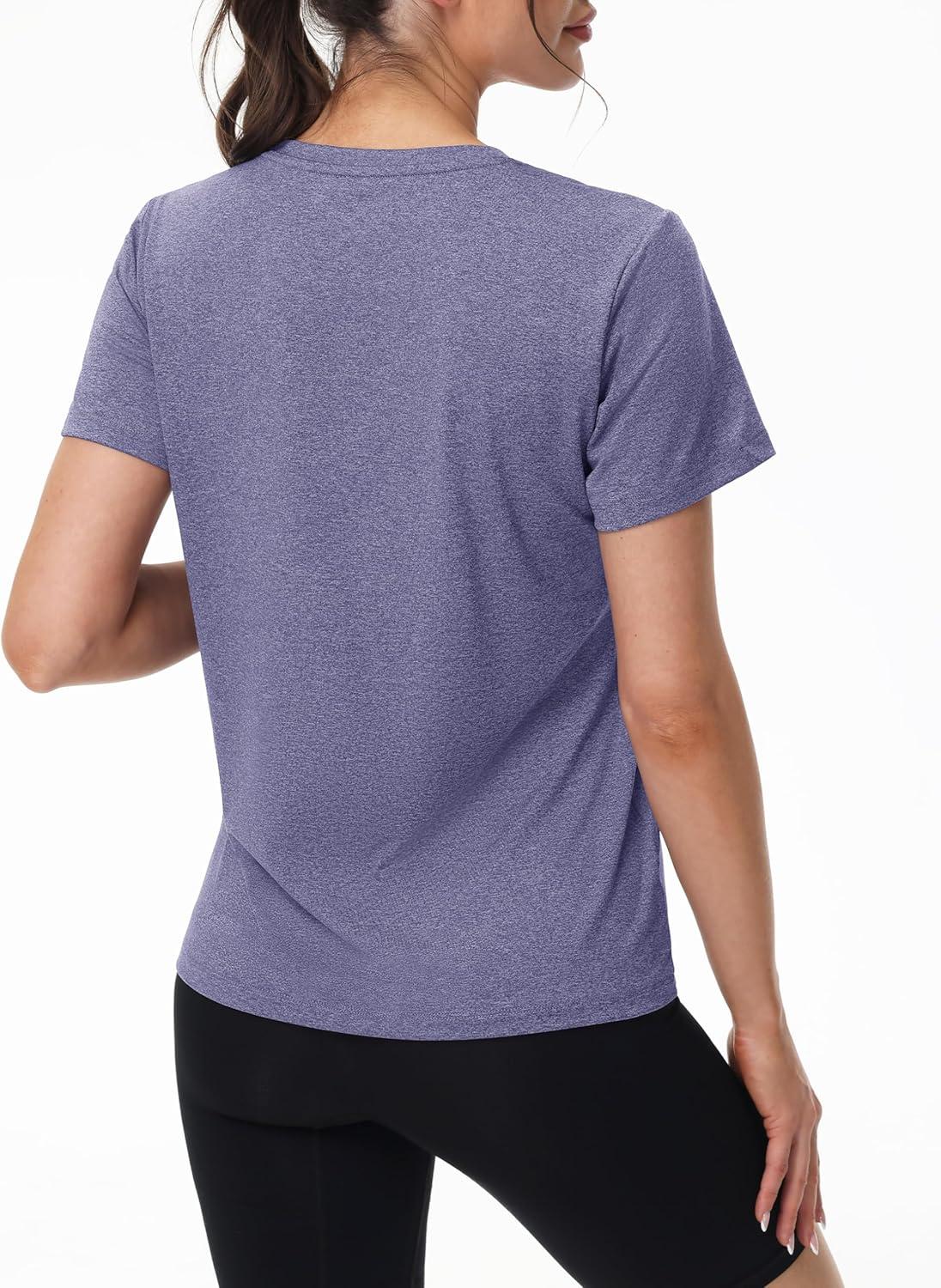 imageMAGCOMSEN Womens Tops Short Sleeve Workout Shirts UPF 50 Quick Dry Athletic Running Swim Rash GuardViolet