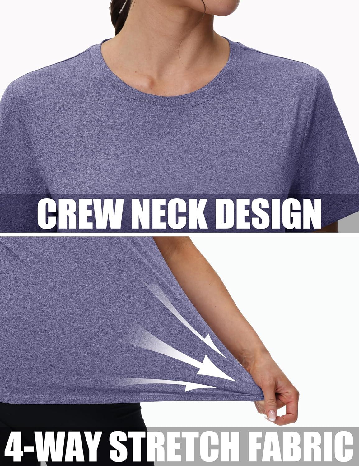 imageMAGCOMSEN Womens Tops Short Sleeve Workout Shirts UPF 50 Quick Dry Athletic Running Swim Rash GuardViolet