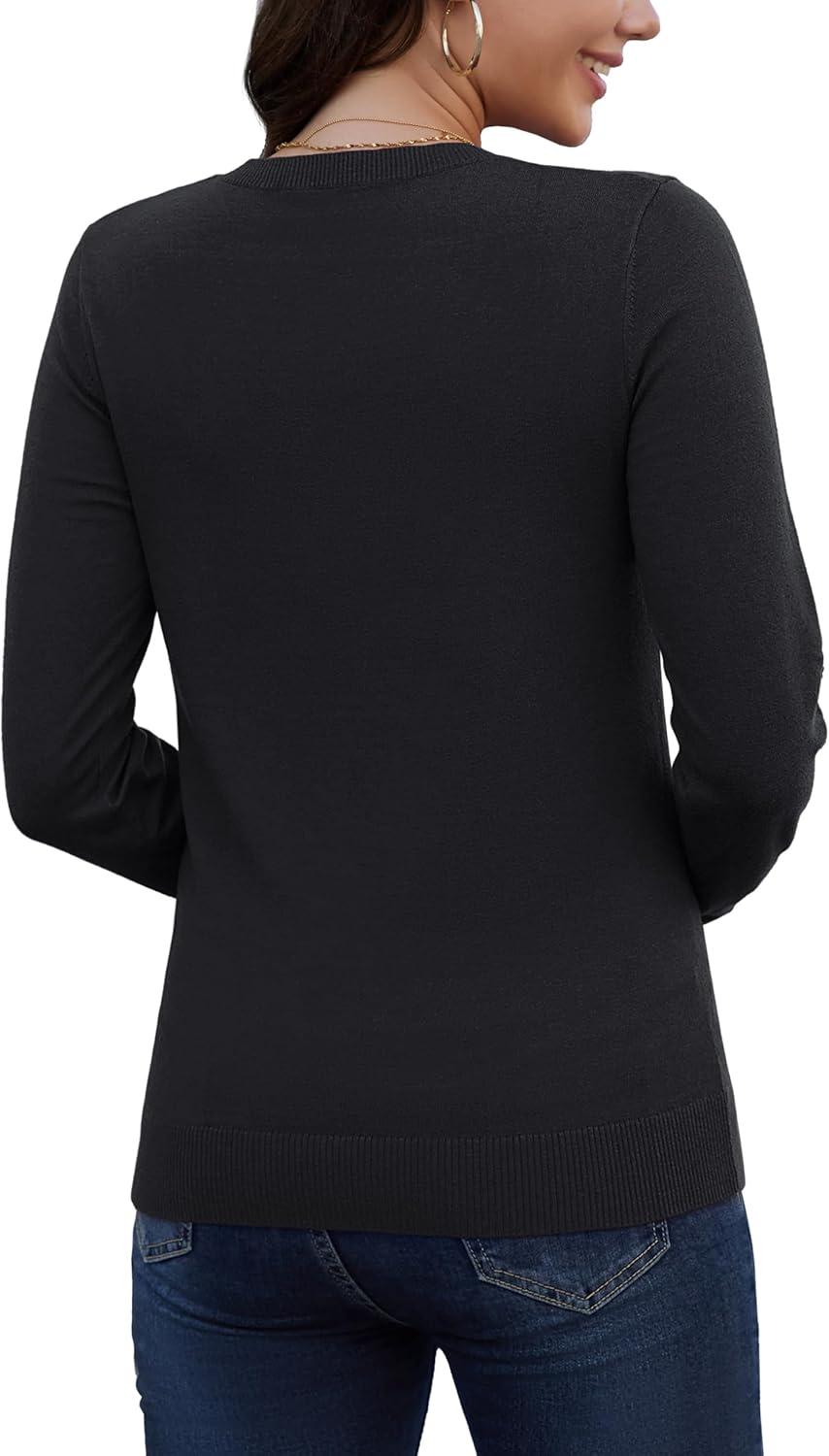 imageMAGCOMSEN Womens V Neck Sweater 2025 Spring Casual Long Sleeve Tops Knit Lightweight Pullover Sweaters JumperBlack