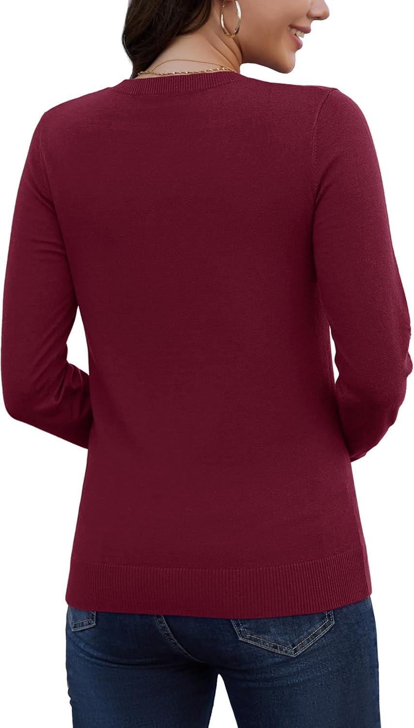 imageMAGCOMSEN Womens V Neck Sweater 2025 Spring Casual Long Sleeve Tops Knit Lightweight Pullover Sweaters JumperWine Red