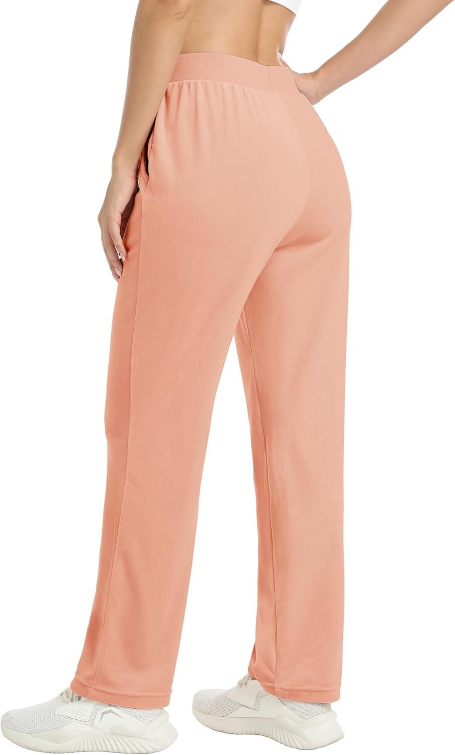 imageMAGCOMSEN Womens Velour Pants Soft Velvet Straight Leg Sweatpants Elastic Waist Warm Lounge Pant with PocketsApricot