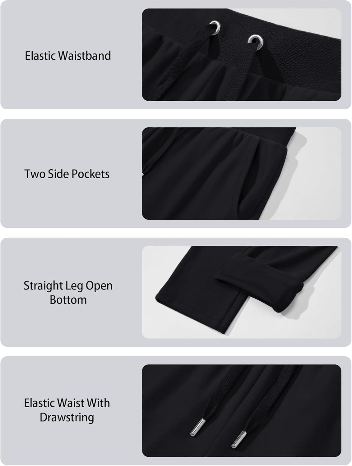 imageMAGCOMSEN Womens Velour Pants Soft Velvet Straight Leg Sweatpants Elastic Waist Warm Lounge Pant with PocketsBlack