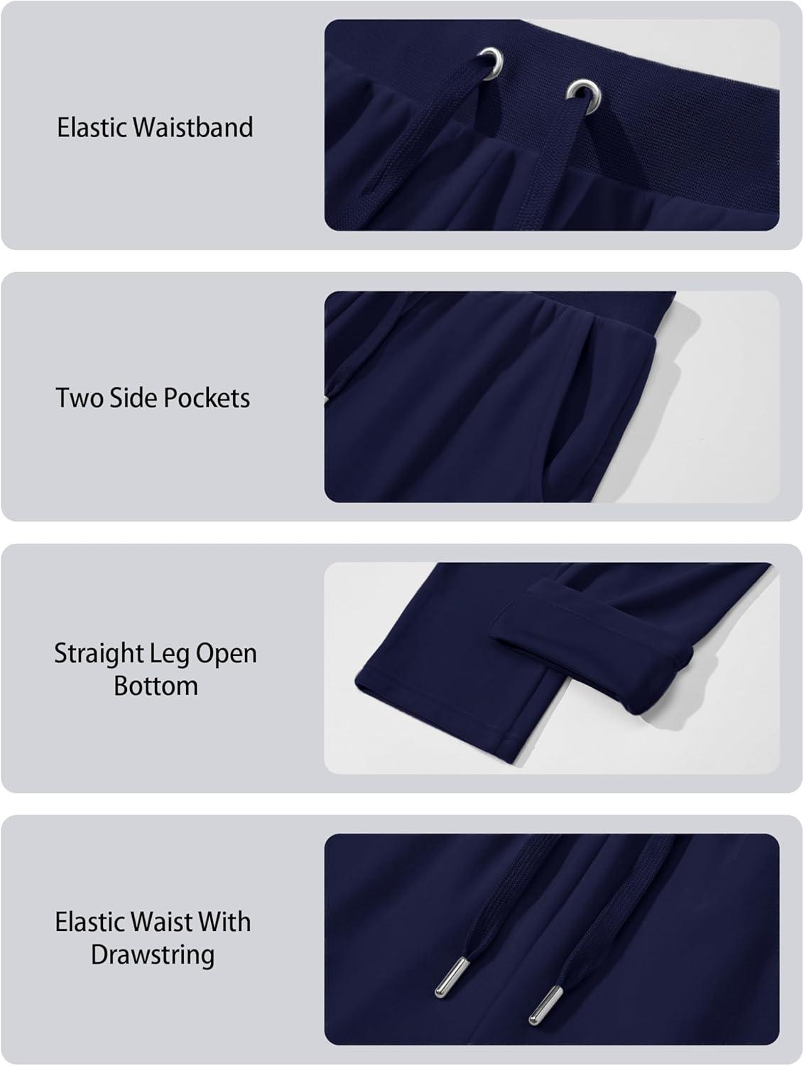 imageMAGCOMSEN Womens Velour Pants Soft Velvet Straight Leg Sweatpants Elastic Waist Warm Lounge Pant with PocketsNavy