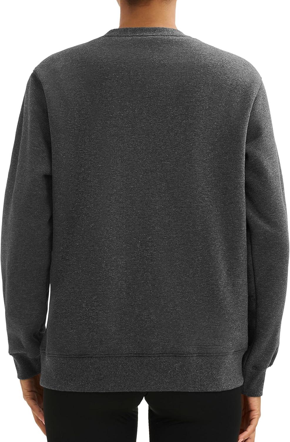 imageMAGCOMSEN Womens Winter Sweatshirts Sherpa Lined Crewneck Fleece Pullover Warm Casual Heavyweight Long Sleeve TopsDark Grey