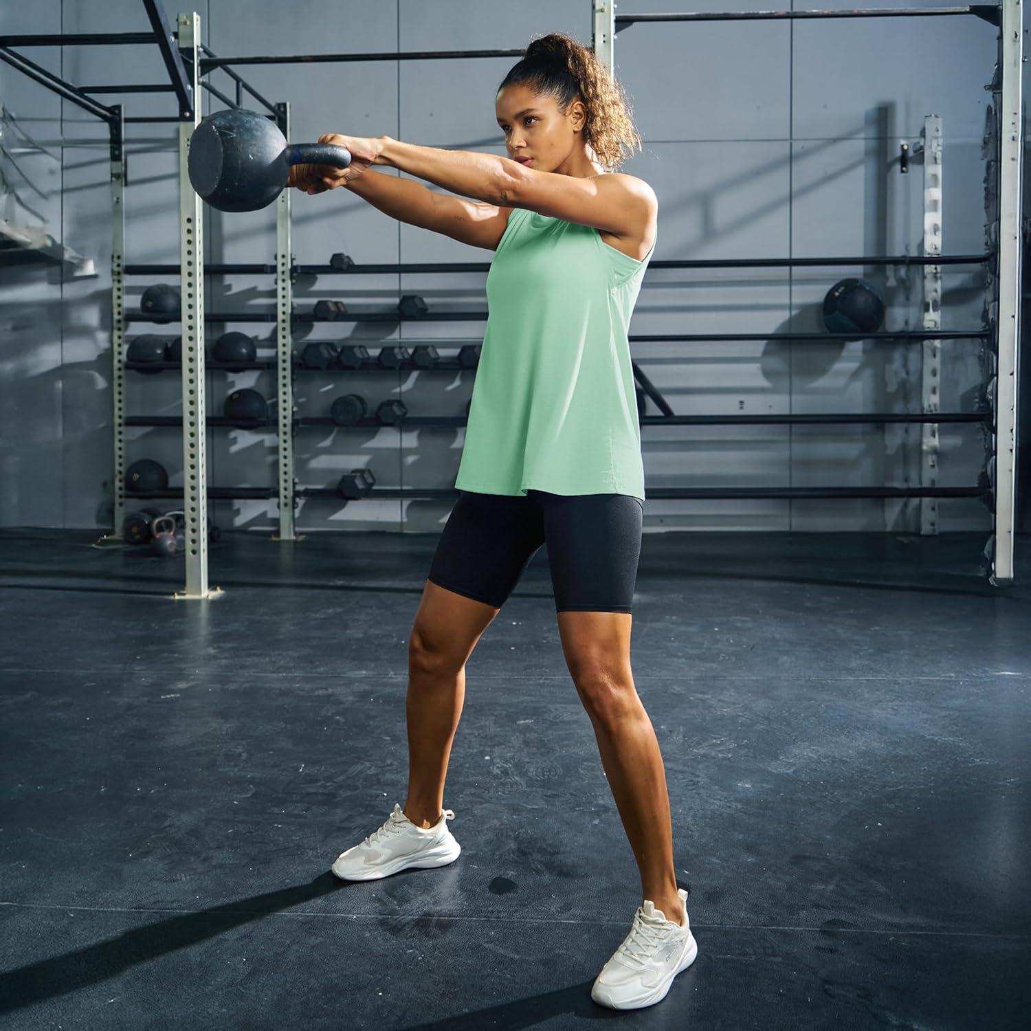 imageMAGCOMSEN Workout Tank Tops for Women Loose Fit Sleeveless Tops Quick Dry Lightweight Athletic Gym Yoga Exercise ShirtsGreygreen