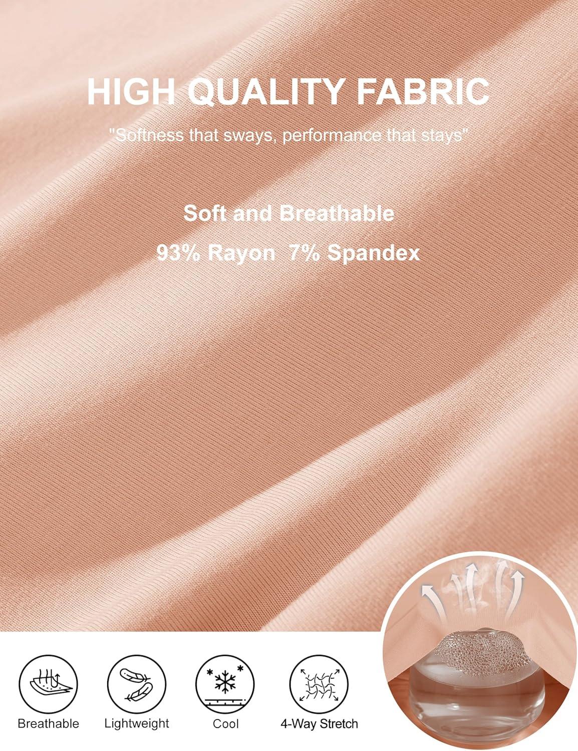 imageMAGCOMSEN Workout Top for Women Short Sleeve Athletic Yoga Crop Shirts Flowy Side Slit Loose Fit Tee Gym YogaApricot