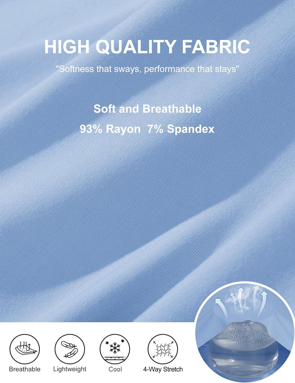 imageMAGCOMSEN Workout Top for Women Short Sleeve Athletic Yoga Crop Shirts Flowy Side Slit Loose Fit Tee Gym YogaLight Blue