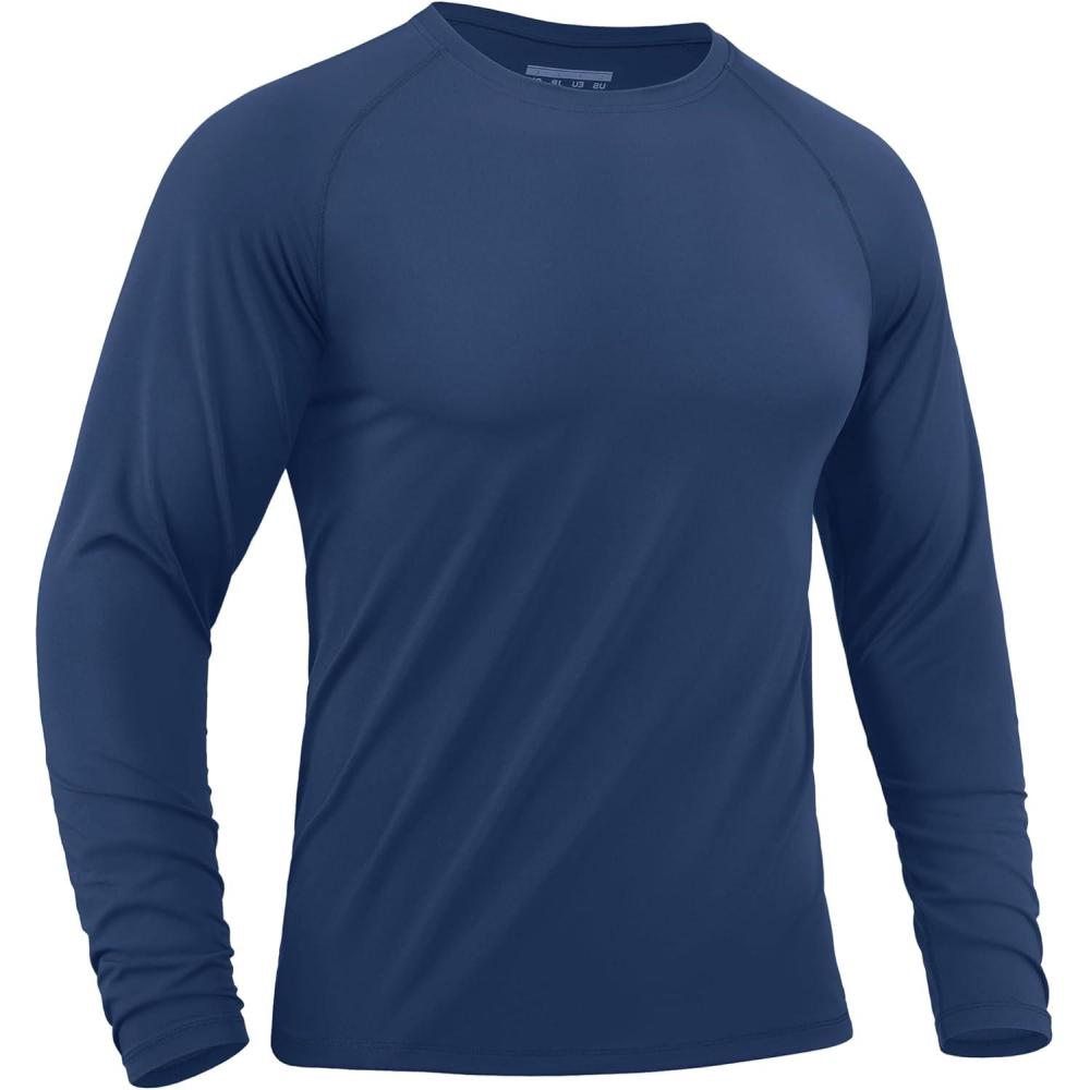 imageMAGCOMSEN Mens UPF 50 Sun Protection Shirts Long Sleeve Quick Dry UV SPF Rash Guard Fishing Running Swim AthleticBlue Grey