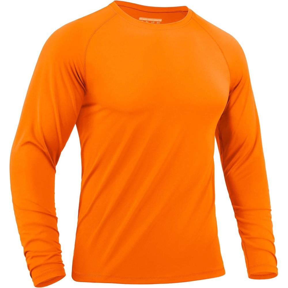 imageMAGCOMSEN Mens UPF 50 Sun Protection Shirts Long Sleeve Quick Dry UV SPF Rash Guard Fishing Running Swim AthleticOrange