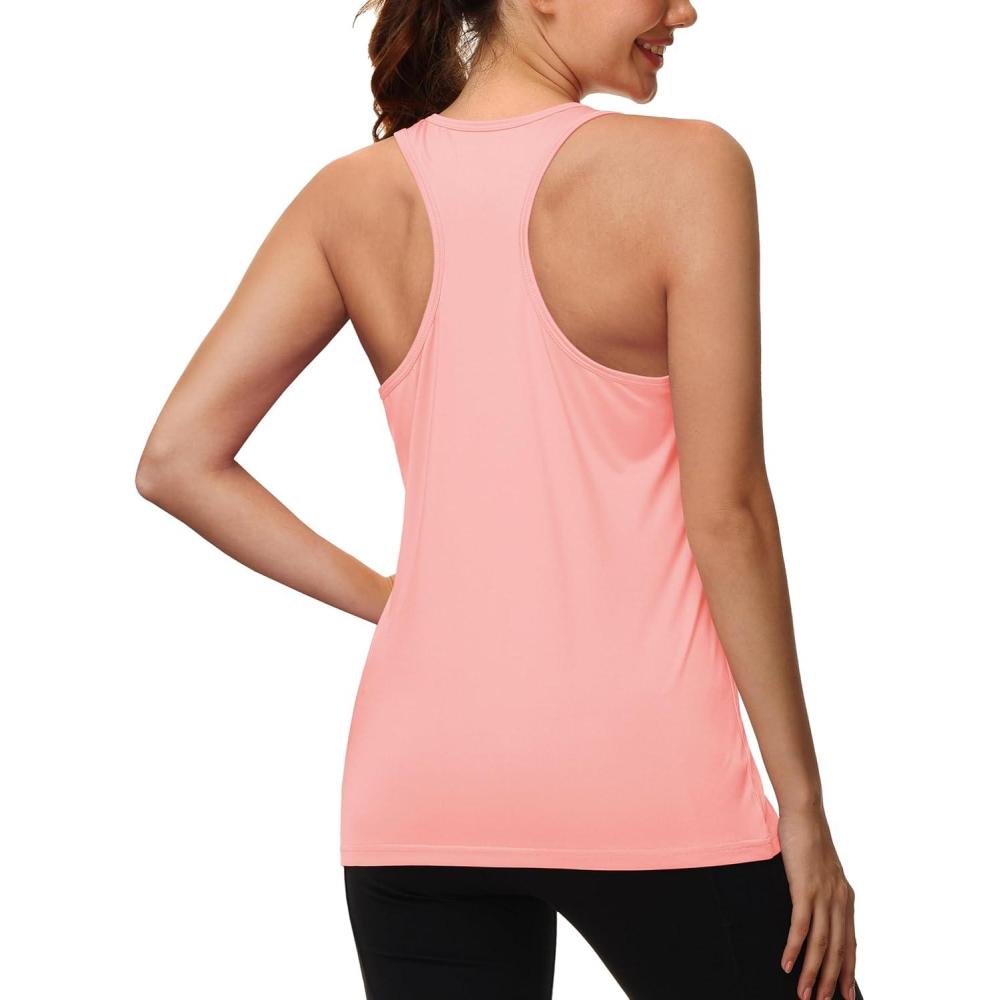 imageMAGCOMSEN Womens Athletic Racerback Tank Tops Quick Dry Racer Back Workout Tanks Moisture Wicking Upf50 Exercise ActiveLight Pink