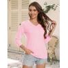 imageMAGCOMSEN 34 Sleeve T Shirts for Women V Neck Tshirts Cotton UPF50 Summer Tops Casual TShirts Basic Tees 2025Lightpink