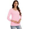 imageMAGCOMSEN 34 Sleeve T Shirts for Women V Neck Tshirts Cotton UPF50 Summer Tops Casual TShirts Basic Tees 2025Lightpink