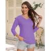 imageMAGCOMSEN 34 Sleeve T Shirts for Women V Neck Tshirts Cotton UPF50 Summer Tops Casual TShirts Basic Tees 2025Ltpurple