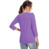 imageMAGCOMSEN 34 Sleeve T Shirts for Women V Neck Tshirts Cotton UPF50 Summer Tops Casual TShirts Basic Tees 2025Ltpurple