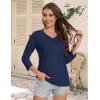 imageMAGCOMSEN 34 Sleeve T Shirts for Women V Neck Tshirts Cotton UPF50 Summer Tops Casual TShirts Basic Tees 2025Navy