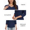 imageMAGCOMSEN 34 Sleeve T Shirts for Women V Neck Tshirts Cotton UPF50 Summer Tops Casual TShirts Basic Tees 2025Navy