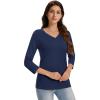 imageMAGCOMSEN 34 Sleeve T Shirts for Women V Neck Tshirts Cotton UPF50 Summer Tops Casual TShirts Basic Tees 2025Navy