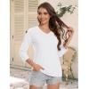 imageMAGCOMSEN 34 Sleeve T Shirts for Women V Neck Tshirts Cotton UPF50 Summer Tops Casual TShirts Basic Tees 2025White