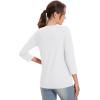 imageMAGCOMSEN 34 Sleeve T Shirts for Women V Neck Tshirts Cotton UPF50 Summer Tops Casual TShirts Basic Tees 2025White