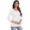 imageMAGCOMSEN 34 Sleeve T Shirts for Women V Neck Tshirts Cotton UPF50 Summer Tops Casual TShirts Basic Tees 2025White