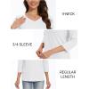 imageMAGCOMSEN 34 Sleeve T Shirts for Women V Neck Tshirts Cotton UPF50 Summer Tops Casual TShirts Basic Tees 2025White