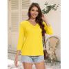 imageMAGCOMSEN 34 Sleeve T Shirts for Women V Neck Tshirts Cotton UPF50 Summer Tops Casual TShirts Basic Tees 2025Yellow