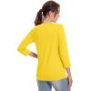 imageMAGCOMSEN 34 Sleeve T Shirts for Women V Neck Tshirts Cotton UPF50 Summer Tops Casual TShirts Basic Tees 2025Yellow