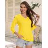 imageMAGCOMSEN 34 Sleeve T Shirts for Women V Neck Tshirts Cotton UPF50 Summer Tops Casual TShirts Basic Tees 2025Yellow