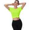 imageMAGCOMSEN 4 Pack Womens Short Sleeve Workout TShirts UPF 50 Moisture Wicking Rash Guard Dry Fit Athletic Running TopsBlack  White  Navy  Fluorescent Green