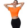 imageMAGCOMSEN 4 Pack Womens Short Sleeve Workout TShirts UPF 50 Moisture Wicking Rash Guard Dry Fit Athletic Running TopsWhite  Black  Fluorescent Orange  Fluorescent Green
