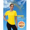 imageMAGCOMSEN 4 Pack Womens Short Sleeve Workout TShirts UPF 50 Moisture Wicking Rash Guard Dry Fit Athletic Running TopsWhite  Light Pink  Yellow  Light Purple