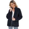 imageMAGCOMSEN Fleece Jackets for Women Black Sherpa Full Zip Winter Jacket Warm Fuzzy Teddy Outfits with zip pockets2XL