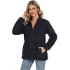 imageMAGCOMSEN Fleece Jackets for Women Black Sherpa Full Zip Winter Jacket Warm Fuzzy Teddy Outfits with zip pockets2XL