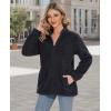 imageMAGCOMSEN Fleece Jackets for Women Black Sherpa Full Zip Winter Jacket Warm Fuzzy Teddy Outfits with zip pockets2XL