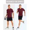 imageMAGCOMSEN Mens Dry Fit Workout Shirts Short Sleeve Tee Shirts Moisture Wicking Athletic Running Performence TshirtsWine