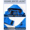imageMAGCOMSEN Mens Winter Coats Ski Snow Water Resistant Jacket Warm Fleece Parka Raincoats with Hood for Hiking WorkBright Blue