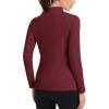 imageMAGCOMSEN Thermal Shirts for Women Mock Turtneck Long Sleeve Tops Fleece Pullover Workout Running Winter Base LayerBurgundy