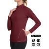 imageMAGCOMSEN Thermal Shirts for Women Mock Turtneck Long Sleeve Tops Fleece Pullover Workout Running Winter Base LayerBurgundy
