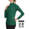 imageMAGCOMSEN Thermal Shirts for Women Mock Turtneck Long Sleeve Tops Fleece Pullover Workout Running Winter Base LayerE Green