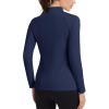 imageMAGCOMSEN Thermal Shirts for Women Mock Turtneck Long Sleeve Tops Fleece Pullover Workout Running Winter Base LayerNavyblue