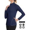 imageMAGCOMSEN Thermal Shirts for Women Mock Turtneck Long Sleeve Tops Fleece Pullover Workout Running Winter Base LayerNavyblue