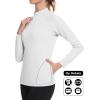 imageMAGCOMSEN Thermal Shirts for Women Mock Turtneck Long Sleeve Tops Fleece Pullover Workout Running Winter Base LayerWhite