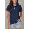 imageMAGCOMSEN Women Tops with Collared Short Sleeve Golf Polo Tops Dry Fit Athletic Tshirt for Work Out Uniform Tee Navy L